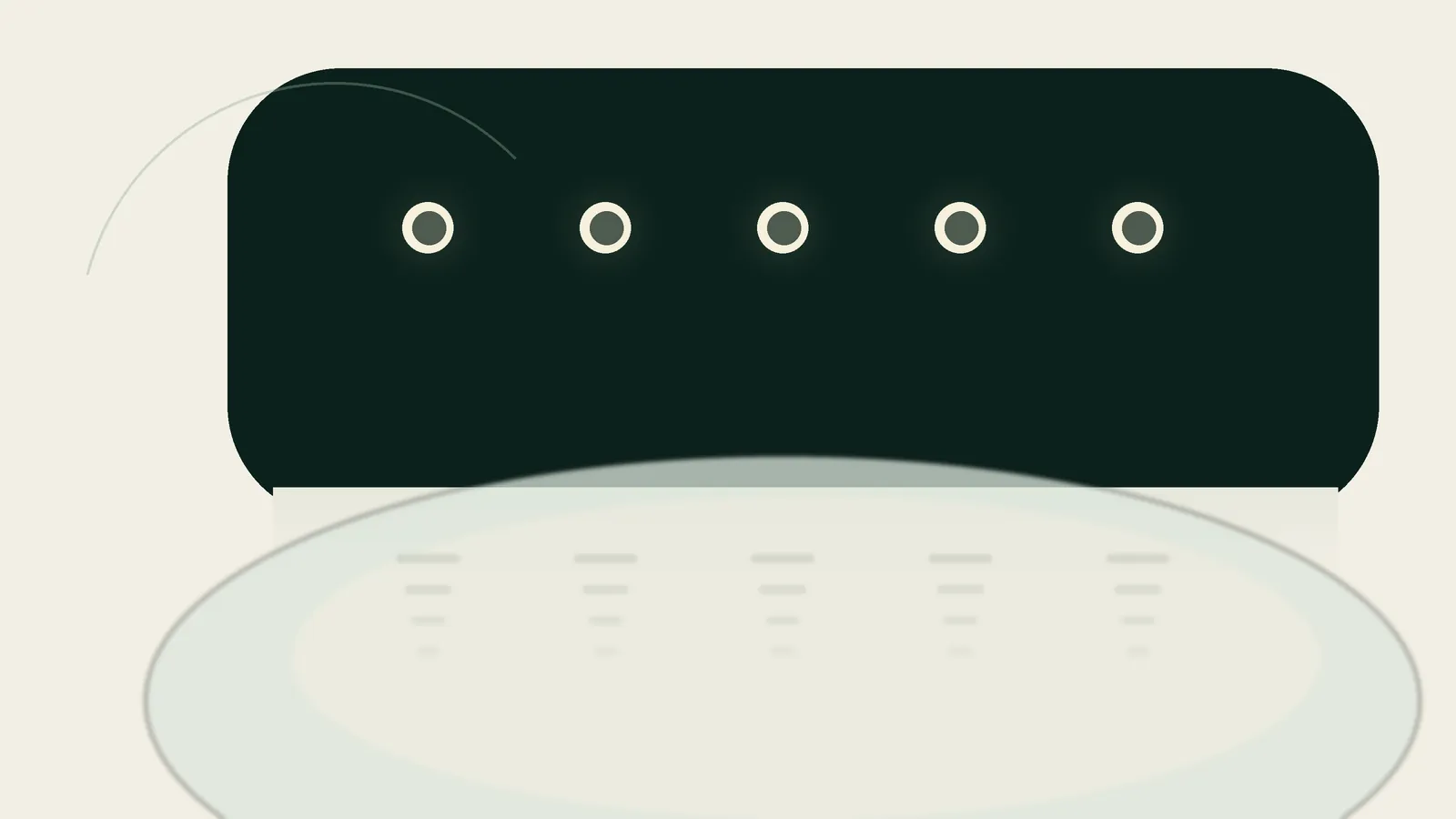 Five evenly spaced celestial markers reflected in still water, symbolizing repeatable sleep timing